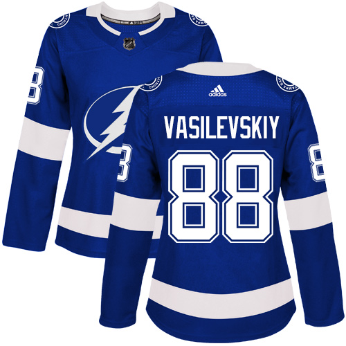 Adidas Tampa Bay Lightning #88 Andrei Vasilevskiy Blue Home Authentic Women Stitched NHL Jersey